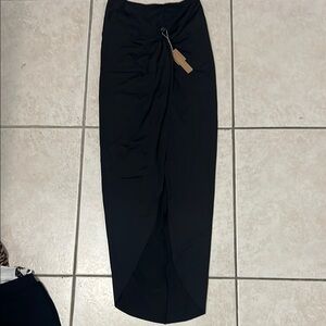SKIMS Black Maxi Pencil Skirt Ruched Slit